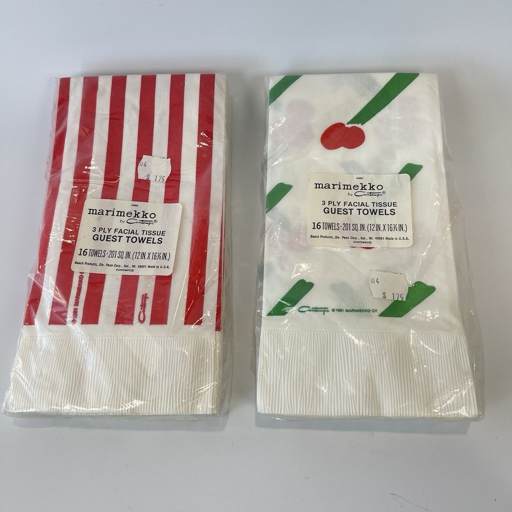 Marimekko by Contempo Vintage Paper Facial Tissue Guest Towels Napkins Year 1981